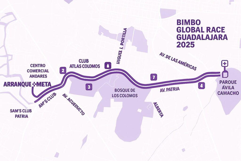 Imagen de la ruta de la Bimbo Global Race Guadalajara 2025
